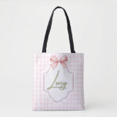 Gepersonaliseerde Lucy Baby Girl Nursery Bow & Gin Draagtas (Voorkant)