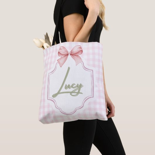 Gepersonaliseerde Lucy Baby Girl Nursery Bow & Gin Draagtas (Dichtbij)