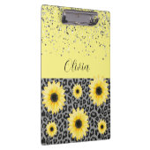 Gepersonaliseerde luipaard en zonnebloemen klembor klembord (Rechts)