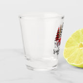 Gepersonaliseerde luipaard print, geruite kerstboo shot glas (Links)