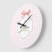 Gepersonaliseerde Luna Baby Girl Nursery Bow & Gin Grote Klok (Hoek)