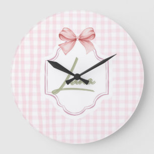 Gepersonaliseerde Luna Baby Girl Nursery Bow & Gin Grote Klok