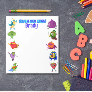 Gepersonaliseerde Lunchbox liefde naam voedsel sup Notitieblok