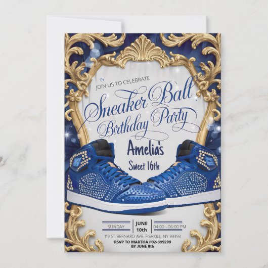 Gepersonaliseerde Luxe Verjaardag Sneaker Ball Par Kaart (Voorkant)