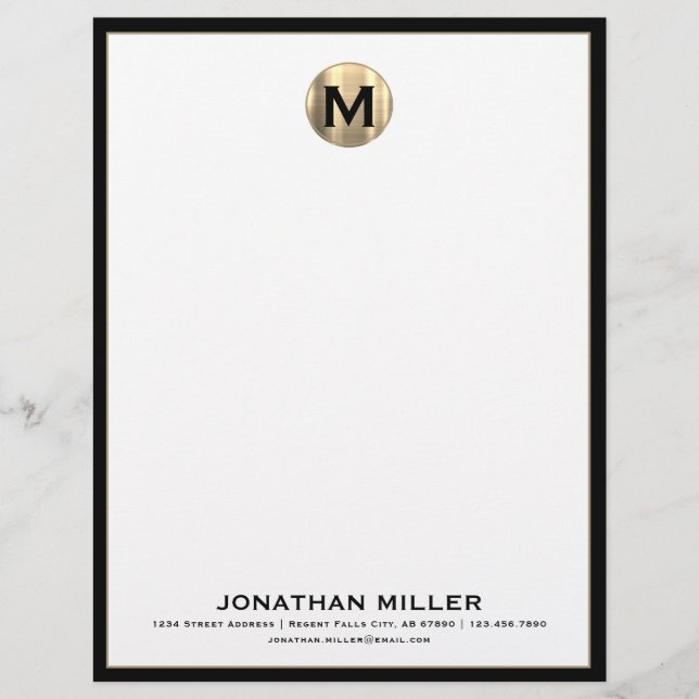 Gepersonaliseerde Luxury Monogram Letterhead Briefhoofd (Voorkant)