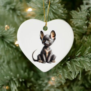 Gepersonaliseerde Lykoi Kitten Keramisch Ornament