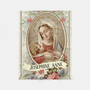 Gepersonaliseerde Maagd Madonna Mary met Baby Jesu Fleece Deken