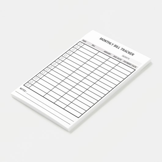 Gepersonaliseerde maandelijkse factureringstracker post-it® notes (Schuin)