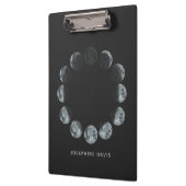 Gepersonaliseerde Maanfase Cirkel met Naam School Klembord (Links)