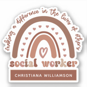 Gepersonaliseerde maatschappelijk werker Boho Rain Sticker