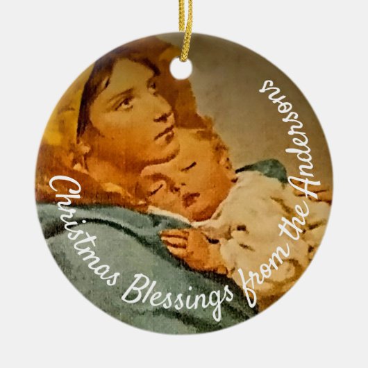 Gepersonaliseerde Madonna en Child Keepomwille Keramisch Ornament (Voorkant)