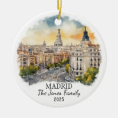 Gepersonaliseerde Madrid Ornament, Spanje Gift Keramisch Ornament (Voorkant)