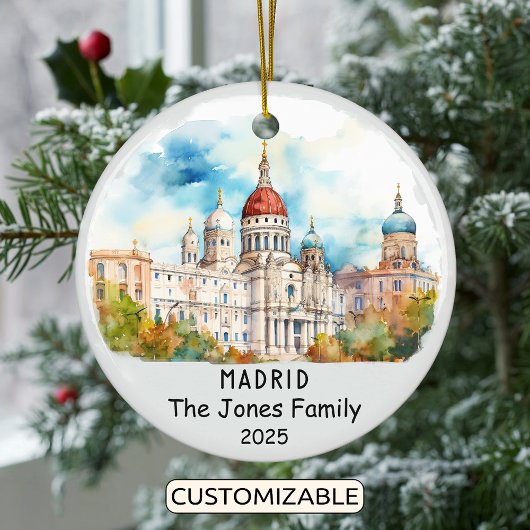 Gepersonaliseerde Madrid Ornament, Spanje Keramisch Ornament