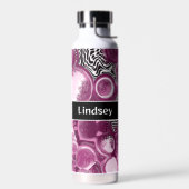 Gepersonaliseerde Magenta Fluid Art Waterfles (Links)
