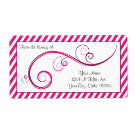Gepersonaliseerde Magenta Swirl Bookplate Etiket