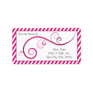Gepersonaliseerde Magenta Swirl Bookplate Etiket