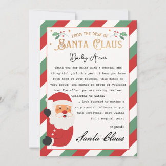 Gepersonaliseerde magische brief van Santa Printab Kaart