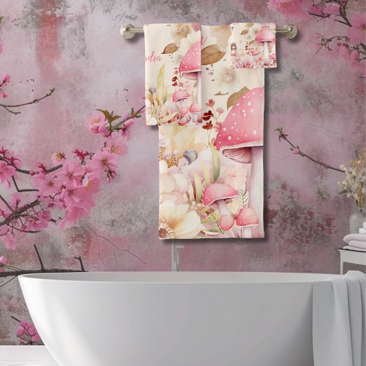 Gepersonaliseerde magische fee bloementuin Pixie Bad Handdoek