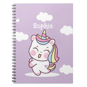 Gepersonaliseerde magische Kawaii grillige eenhoor Notitieboek