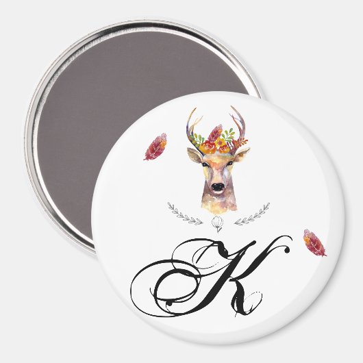 Gepersonaliseerde Magneet Geometrische boho hert B (Voorkant / Achterkant)