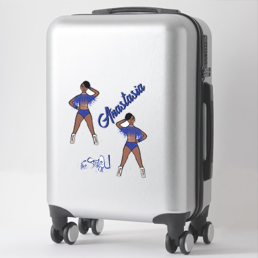 Gepersonaliseerde Majorette / Dancer Blue Fringe Sticker (Koffer)