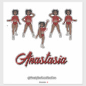 Gepersonaliseerde Majorette / Dancer Red Fringe Sticker (Vel)