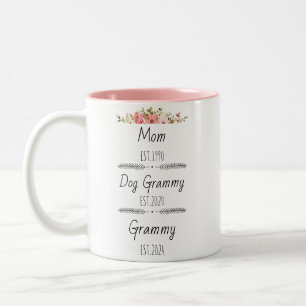 Gepersonaliseerde Mam Hond Grammy Est Custom Jaar Tweekleurige Koffiemok