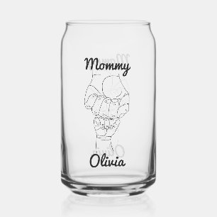 Gepersonaliseerde Mama Mama Mama Gift met Kind Naa Blikvorm Glas