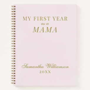 Gepersonaliseerde Mama Pastel Roze Goud Kalligrafi Notitieboek