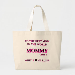 Gepersonaliseerde mama script grote tote bag