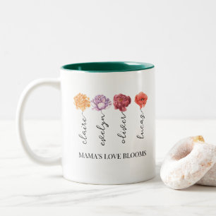 Gepersonaliseerde Mama's Liefde Bloeit Geboorte Ma Tweekleurige Koffiemok