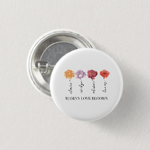 Gepersonaliseerde Mama's Liefde Bloeit Ronde Button 3,2 Cm