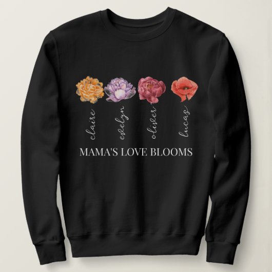 Gepersonaliseerde Mama's Liefde Bloeit Trui (Design voorkant)