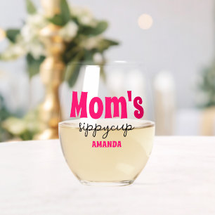 Gepersonaliseerde Mama's Sippy Cup Wijnglas Zonder Voet