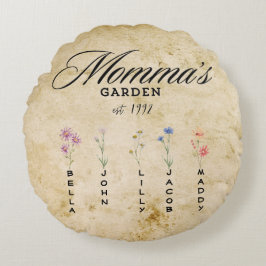 Gepersonaliseerde mama's Wildflower Garden Rond Kussen