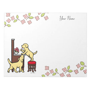 Gepersonaliseerde mam's Gele Lab Puppy Duo Notitieblok