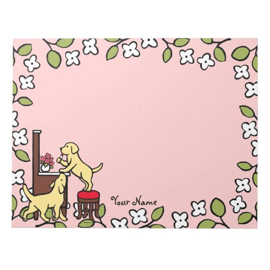 Gepersonaliseerde mam's Gele Lab Puppy Duo Notitieblok (Voorkant)