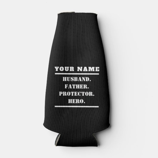 Gepersonaliseerde man vader beschermer Hero Flesjeskoeler (Voorkant)