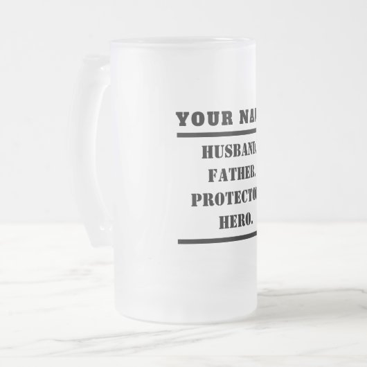 Gepersonaliseerde man vader beschermer Hero Matglas Bierpul (Voorkant links)