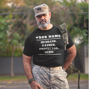 Gepersonaliseerde man vader beschermer Hero T-shirt