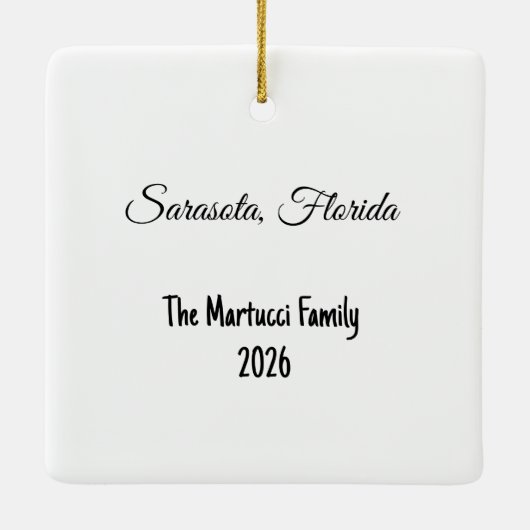 Gepersonaliseerde Manatee met Kerstmis Keramisch Ornament (Achterkant)