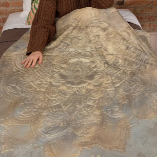 Gepersonaliseerde Mandala in reliëf   Elegant Boho Fleece Deken