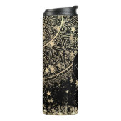 Gepersonaliseerde Mandala met Gold Stars Monogram Thermosbeker (Gedraaid links)