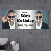 Gepersonaliseerde Mannen Fotocollage 50ste verjaar Spandoek