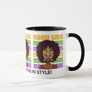 Gepersonaliseerde MARDI GRAS Afro Queen Mok
