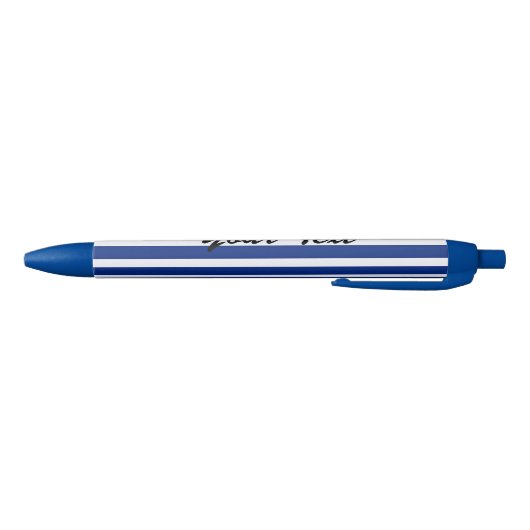 Gepersonaliseerde Marine Blauw en Wit Gestreepte P Blauwe Inkt Pen (Bodem)