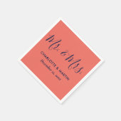 Gepersonaliseerde marine Blue Coral Mr. en Mrs Wed Servet (Hoek)