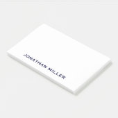 Gepersonaliseerde marineblauw en witte monogram 10 post-it® notes (Schuin)