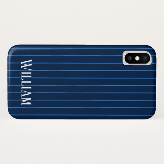 Gepersonaliseerde marineblauwe instripes Case-Mate iPhone case (Achterkant (horizontaal))