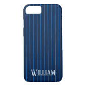 Gepersonaliseerde marineblauwe instripes Case-Mate iPhone case (Achterkant)